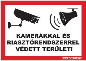 Matrica 5 A4 KAMERÁKKAL ÉS RIASZTÓRENDSZERREL VÉDETT TERÜLET