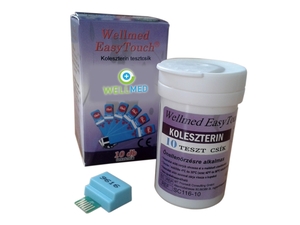 Koleszterin tesztcsík Wellmed EasyTouch GC és GCU vércukormérő készülékhez 10 db-os