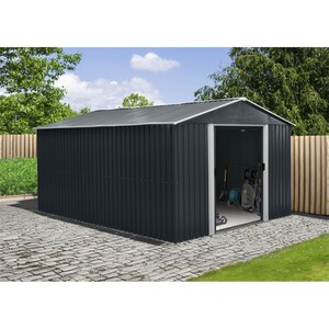 Riwall RMSA 12x10 Anthracite fém kerti tároló 3 x 3,7 m nyeregtetővel (antracit) - SD-X1210-H170C-A