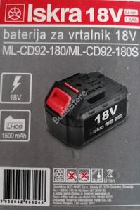 ISKRA  AKKUMULÁTOR 18 V 1,5 Ah  ML-CD92-180 FÚRÓHOZ