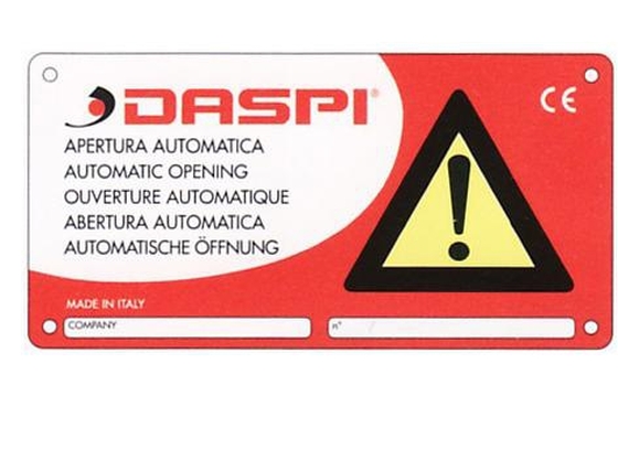 DASPI CARTELLO ATTENZIONE Automata kapu működésére figyelmeztető fémtábla
