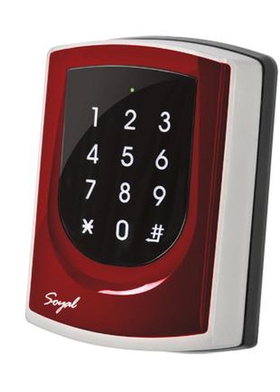 SOYAL AR-725KM Kártyaolvasó és kódbillentyűzet hálózathoz vagy önálló vezérlőkhöz piros