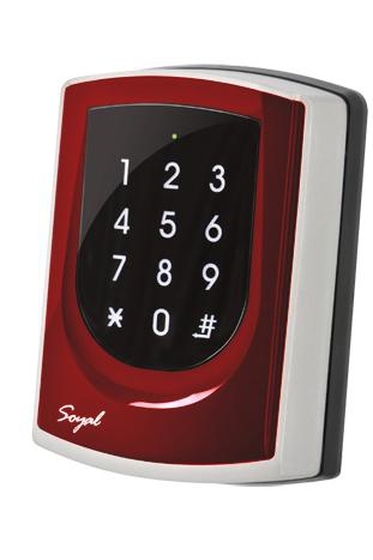 SOYAL AR-725ED-M Mifare Önálló 2 ajtós vezérlő piros fémkeret 109807