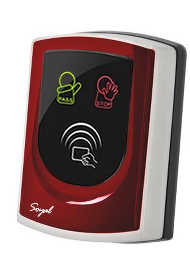 SOYAL AR-725UBM-W Közelítőkártyás segédolvasó beléptetőrendszerekhez piros