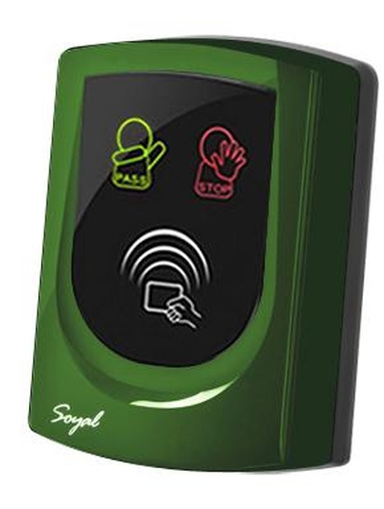 SOYAL AR-725UD-W Közelítőkártyás segédolvasó beléptetőrendszerekhez zöld