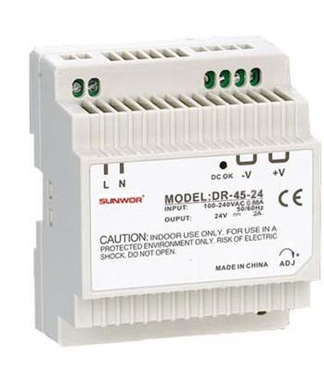 SUNWOR DR-45-24 DIN sínre szerelhető kapcsolóüzemű tápegység DR4524