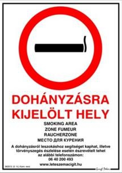 JKH Tábla műanyag A4 DOHÁNYZÁSRA KIJELÖLT HELY 3427181