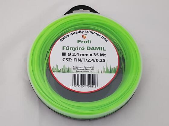 Damil 2.4mm szögletes   34 méter olasz FIN/T/2.4/0.25/SZ