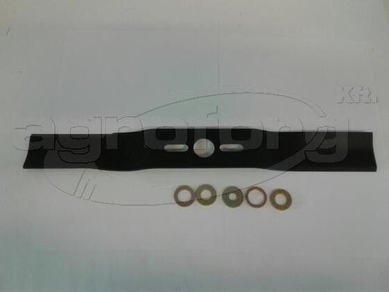 Fűnyíró kés  430mm, univerzális hajlított, betétgyűrűvel utángyártott MOG986/R