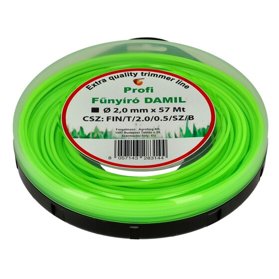 Damil 2.0mm szögletes   57 méter olasz FIN/T/2.0/0.5/SZ/B
