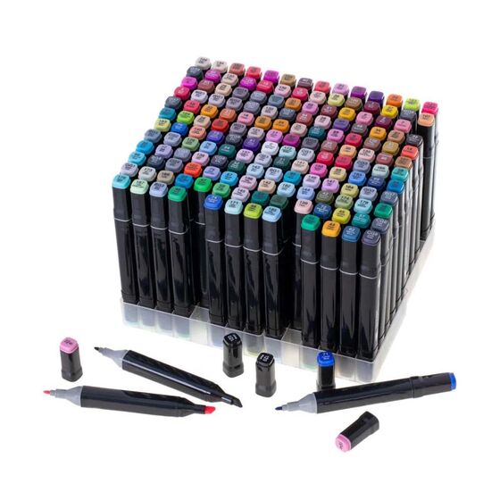 Kétvégű alkoholos marker készlet kézitáskában HOP1001857