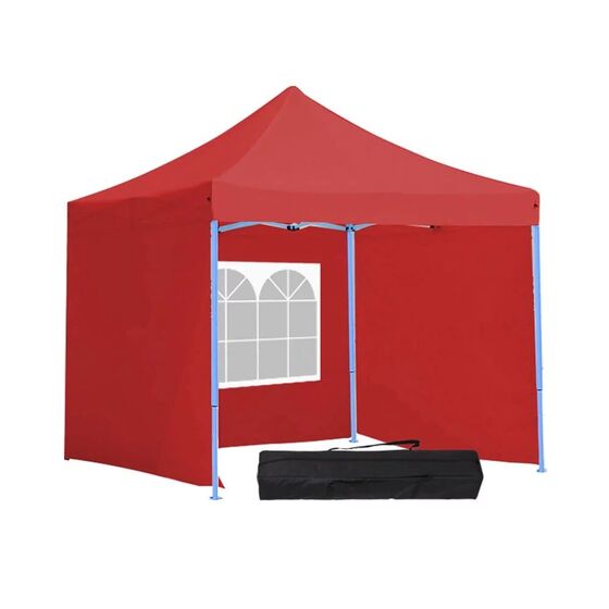 Kerti pavilon összecsukható 3-fallal hordtáskával 2,9x2,9m piros HOP1000807-2