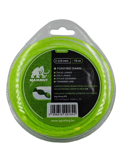 Damil 2.0mm szögletes csavart 15 méter MAMMUT bliszteres M20004