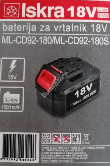 ISKRA  AKKUMULÁTOR 18 V 1,5 Ah  ML-CD92-180 FÚRÓHOZ - IS8461