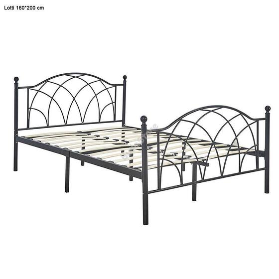 Fém ágykeret ajándék ágyráccsal 160x200cm fekete Lotti HOP1001134-1
