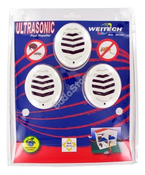 Weitech Ultrahangos kártevő riasztó 45m2, 3db/csomag /hálózatról működik - WK3523