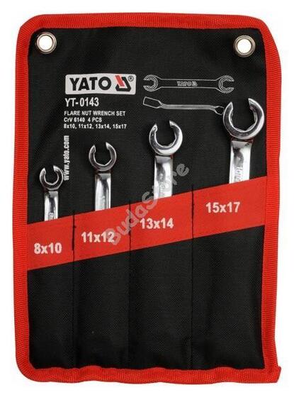 YATO Fékcsőkulcs készlet 4 részes 8-17 mm ipari CrV 6140 - YT-0143