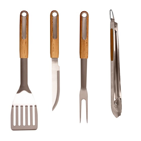 Riwall RBBQ 4W SET 4-részes prémium rozsdamentes acél grilleszköz készlet - RACC00132